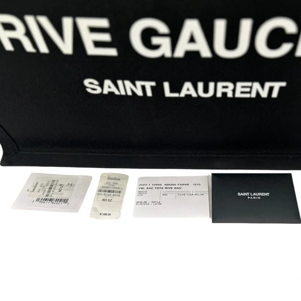 SAINT LAURENT RIVE GAUCHE LARGE BLACK CANVAS TOTE - Picture 5 of 16